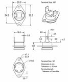 Thermostat, 1/2" Disc, Auto-reset, Normally Close, Vertical, Fixed Flange, Terminal Size 187, R-Type (Reverse Type), zaa. 5 ℃ (CT)  -5 ℃ (OT) ; Qty = 10; THE-2ACVF1-RW5-10