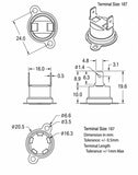 Thermostat, 1/2" Disc, Auto-reset, Normally Close, Vertical, Adjustable Angle Base Flange, Terminal Size 187, R-Type (Reverse Type), zak. 55 ℃ (CT)  45 ℃ (OT) ; Qty = 10; THE-2ACVS1-RW55-10