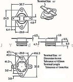 Thermostat, 1/2" Disc, Auto-reset, Normally Close, Horizontal, Fixed Flange, R-Type (Reverse Type), Terminal Size 187, zau. 105 ℃ (CT) ; Qty = 10; THE-2ACHF-R-187W105-10