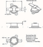 Thermostat, 1/2" Disc, Auto-reset, Normally Close, Horizontal, Adjustable Angle Base Flange, R-Type (Reverse Type), Terminal Size 250, zal. 60 ℃ (CT) ; Qty = 10; THE-2ACHS-R-250W60-10