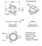 Thermostat, 1/2" Disc, Auto-reset, Normally Close, Horizontal, Adjustable Angle Base Flange, Terminal Size 250, R-Type (Reverse Type), zab. 10 ℃ (CT)  0 ℃ (OT) ; Qty = 10; THE-2ACHS2-RW10-10