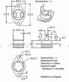 Thermostat, 1/2" Disc, Auto-reset, Normally Close, Vertical, Fixed Flange, R-Type (Reverse Type), Terminal Size 187, zao. 75 ℃ (CT) ; Qty = 500; THE-2ACVF-R-187W75-500