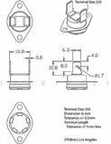 Thermostat, 1/2" Disc, Auto-reset, Normally Close, Vertical, Fixed Flange, R-Type (Reverse Type), Terminal Size 250, zac. 15 ℃ (CT) ; Qty = 500; THE-2ACVF-R-250W15-500