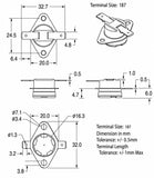 Thermostat, 1/2" Disc, Auto-reset, Normally Open, Horizontal, Fixed Flange, Terminal Size 187, N-Type (Normal Type), zaq. 85 ℃ (OT)  75 ℃ (CT) ; Qty = 10; THE-2AOHF1-NW85-10