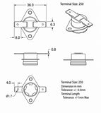 Thermostat, 1/2" Disc, Auto-reset, Normally Open, Horizontal, Fixed Flange, Terminal Size 250, N-Type (Normal Type), zab. 10 ℃ (OT)  0 ℃ (CT) ; Qty = 10; THE-2AOHF2-NW10-10