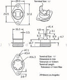 Thermostat, 1/2" Disc, Auto-reset, Normally Open, Vertical, Fixed Flange, N-Type (Normal Type), Terminal Size 187, zaa. 5 ℃ (OT) ; Qty = 2000; THE-2AOVF-N-187W5-2000