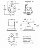 Thermostat, 1/2" Disc, Auto-reset, Normally Open, Vertical, Fixed Flange, Terminal Size 187, N-Type (Normal Type), zao. 75 ℃ (OT)  65 ℃ (CT) ; Qty = 10; THE-2AOVF1-NW75-10