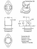 Thermostat, 1/2" Disc, Auto-reset, Normally Open, Vertical, Fixed Flange, Terminal Size 250, N-Type (Normal Type), zaj. 50 ℃ (OT)  40 ℃ (CT) ; Qty = 10; THE-2AOVF2-NW50-10