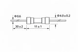 Fuse, Size, Type, Rating Voltage, Lead Wire, zai. 3.6X10 mm   250 V   1 A ; Qty = 200; FU-3JAW-C1-200