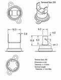 Thermostat, 1/2" Disc, Auto-reset, Normally Open, Vertical, Adjustable Angle Base Flange, Terminal Size 250, N-Type (Normal Type), zao. 75 ℃ (OT)  65 ℃ (CT) ; Qty = 10; THE-2AOVS2-NW75-10