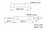 Fuse, Size, Type, Rating Voltage, zag. 6.35X32 mm   125 V   0.75 A ; Qty = 2000; FU-6EB-C0.75-2000