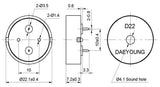 Buzzer, Piezo, DIP Type, zad. 9 V   ≥90 dB   1~25 V ; Qty = 500; BUZ-PDDBUZPD-2240-500