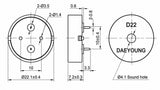 Buzzer, Piezo, DIP Type, zad. 9 V   ≥90 dB   1~25 V ; Qty = 100; BUZ-PD2240-100