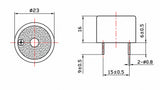 Buzzer, Piezo, DIP Type, zam. 12 V   ≥92 dB   3~24 V ; Qty = 40; BUZ-PD2428-40